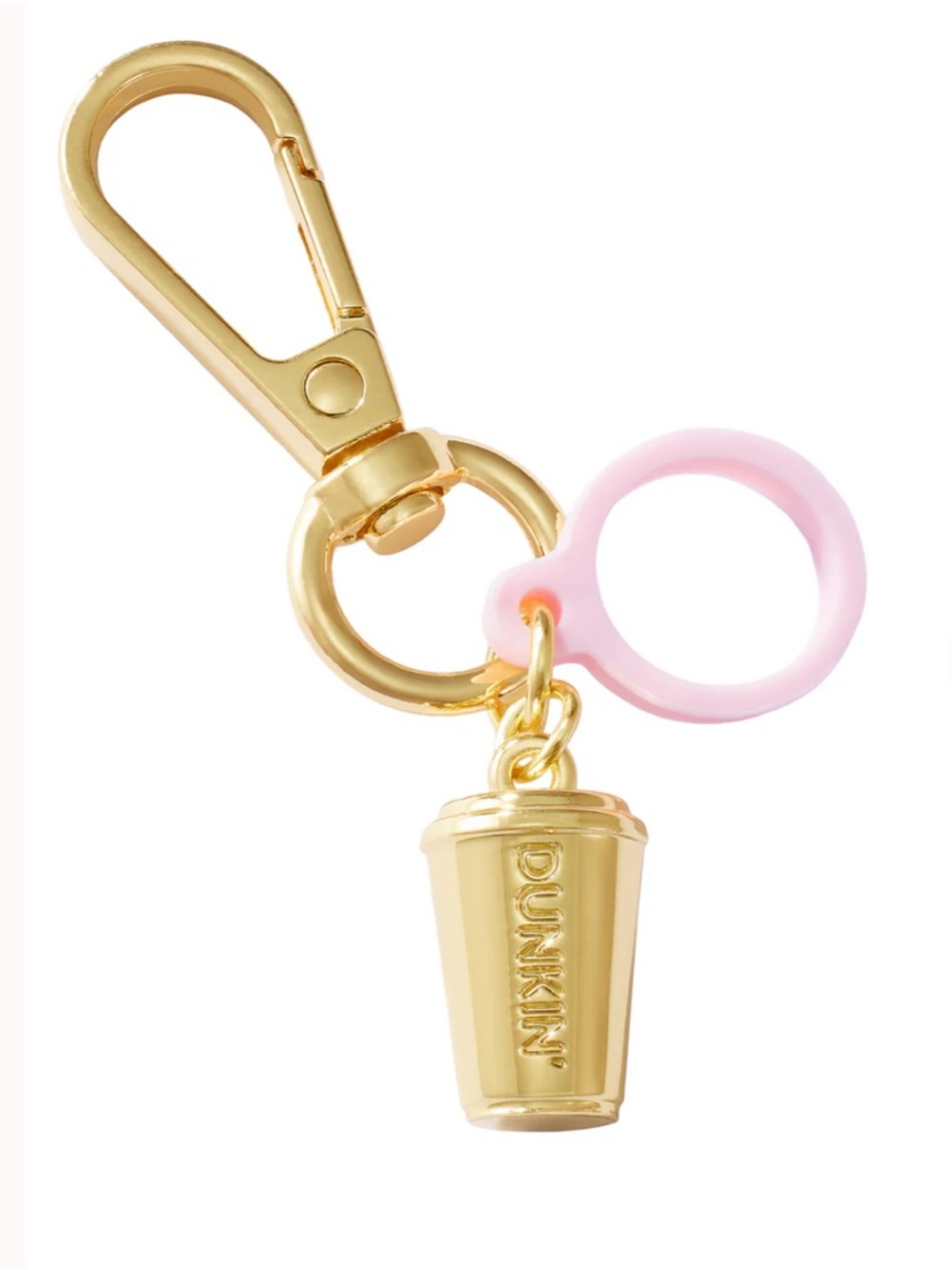 New Tarte Maracuja Juicy Loop Dunkin Refresher Gold & Pink Lip Keychain